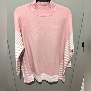NWOT Pink/white mock neck sweater